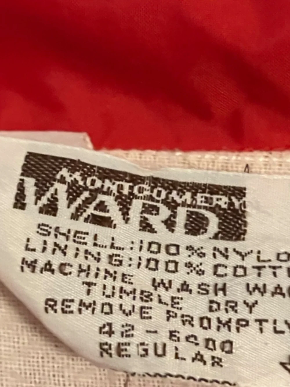 Vintage Montgomery Ward Red Nylon Coach Jacket Men’s M 39-41 Snap Front USA